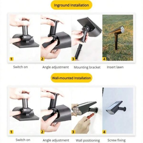 1428382-7 8 st LED-spotlight Solcellsdriven, 2-LED IP65 - Fri frakt