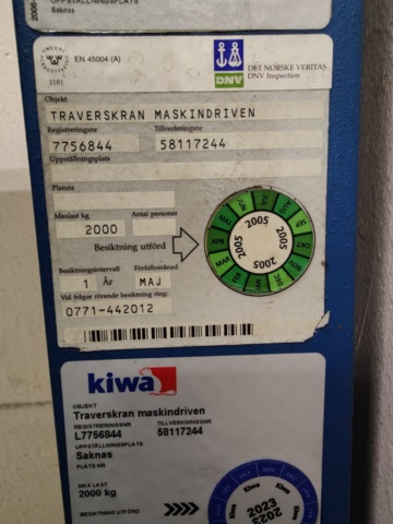 1428700-40 Traverssystem 2000 kg