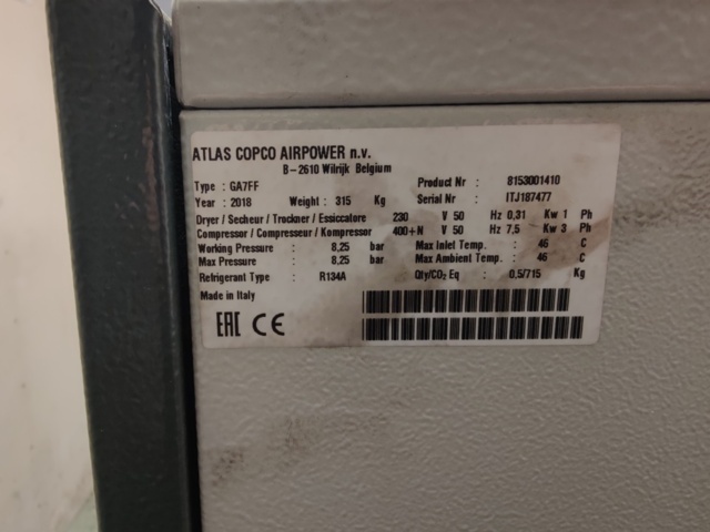 1428701-4 Skruvkompressor Atlas Copco GA7FF