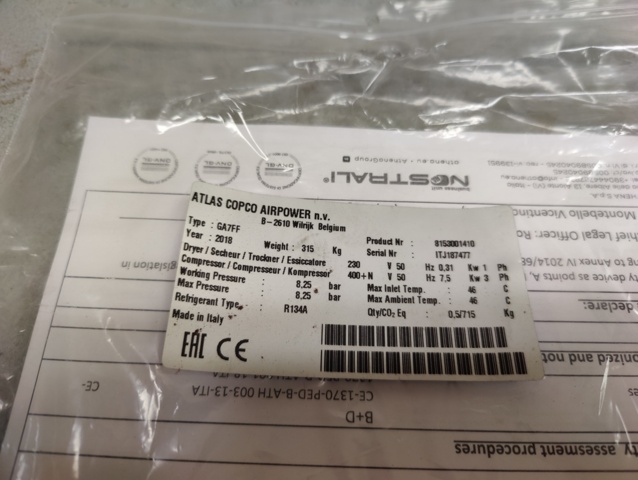 1428701-12 Skruvkompressor Atlas Copco GA7FF