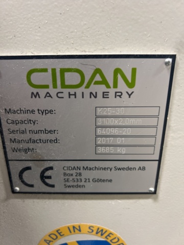 1395729-12 Kantvik med in- och utmatningsbord och tillbehör - Göteneds/CIDAN K25-30 -2017