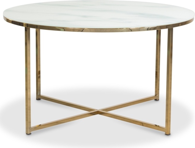 1429346-2 Palasso soffbord 80 cm diameter - Mässing / Ljus marmorering