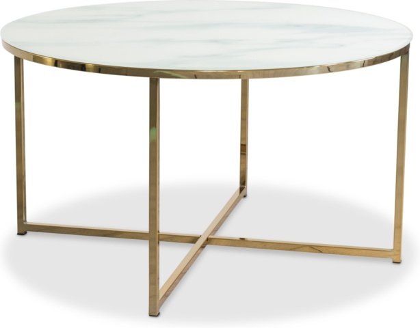 1429346-3 Palasso soffbord 80 cm diameter - Mässing / Ljus marmorering