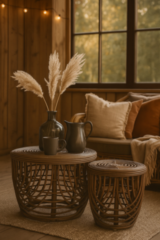 1429372-1 Heden soffbord set Ø60/40 cm - Rotting/brun