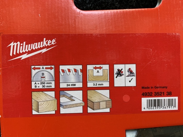 1429716-3 Sågklinga Milwaukee 250x3,2x30 mm 24T