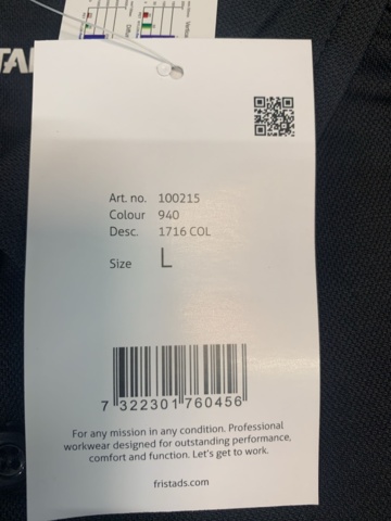 1430743-4 4 st Pikétröjor Fristads 100215, Strl L