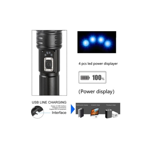 1431010-3 LED-ficklampa 3000 lumen 30W USB-C - Fri frakt