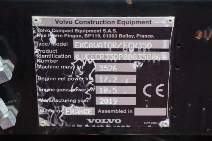 1431883-6 Excavator Volvo ECR35D 3.5 tons, 2 buckets
