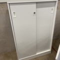 1432137-13 2 height-adjustable desks, filing cabinets and office chairs