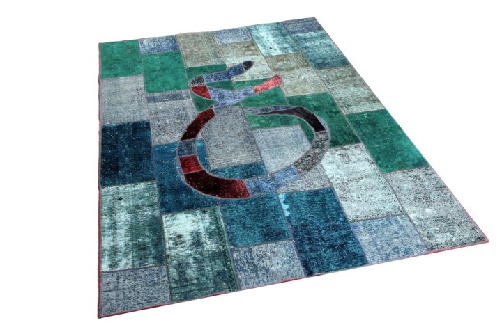 1432479-2 Handknuten Persisk Patchworkmatta Ull/Garn 182x267cm