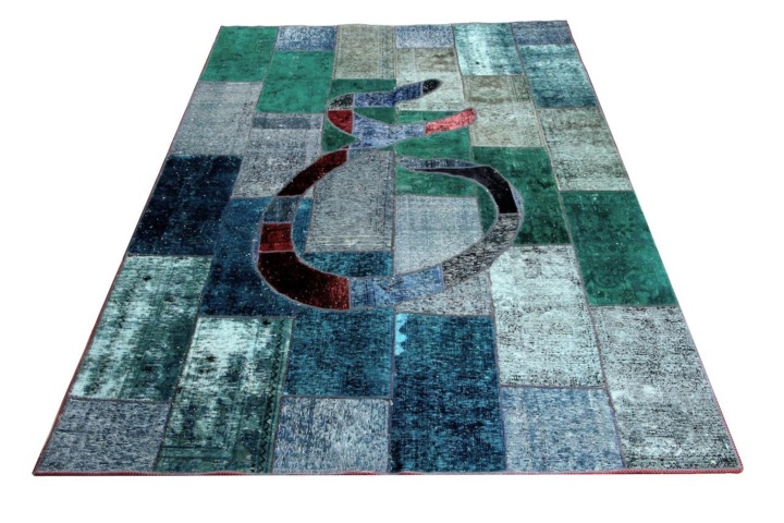 1432479-1 Handknuten Persisk Patchworkmatta Ull/Garn 182x267cm