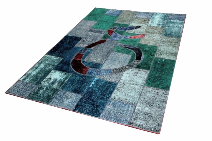 1432479-3 Handknuten Persisk Patchworkmatta Ull/Garn 182x267cm