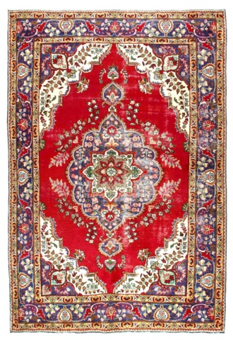 1432492-1 Handknuten Persisk Vintagematta Tabriz 193x294cm