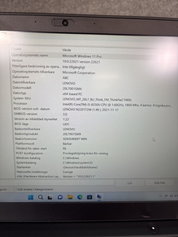 1420916-3 Laptop - Lenovo ThinkPad T480s