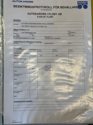 1367992-69 Släckbil - Volvo FL614 (24666km) -1998