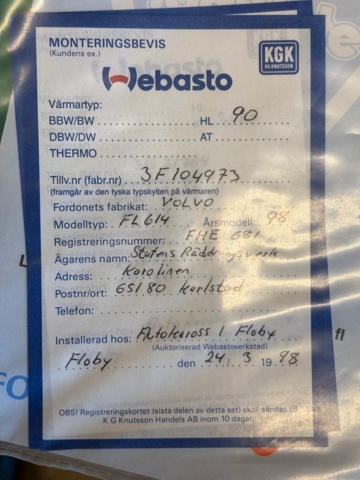 1367992-71 Släckbil - Volvo FL614 (24666km) -1998