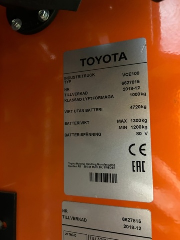 1388978-17 Smalgångstruck med förarplats - Toyota BT Vector ,VCE100, -2018