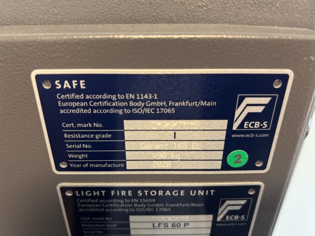 1420180-5 Kassaskåp/säkerhetsskåp - Nivex Topsafe Garant 165 EL -2020