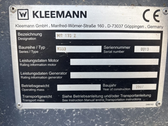 1425941-31 Bandburen slagkross med dubbeldäckad sikt - Kleemann MOBIREX MR 170 Z -2007