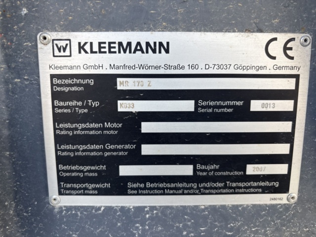 1425941-32 Bandburen slagkross med dubbeldäckad sikt - Kleemann MOBIREX MR 170 Z -2007