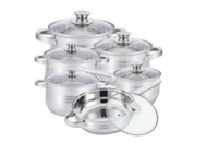 1434869 Stainless steel saucepan set including frying pan – 12-piece