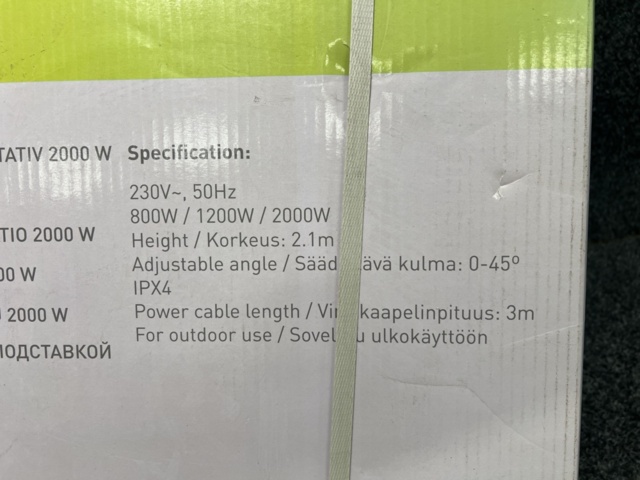 1432988-4 Terassvärmare på stativ Opal AMI725 2000W