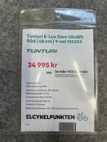 1388317-8 Elcykel Tunturi E-Lux, dam