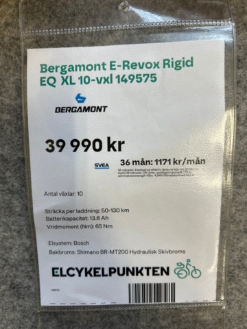 1388318-8 Elcykel Bergamont E-Revox Rigid