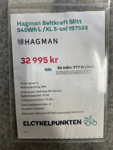 1388387-8 Elcykel Hagman Beltkraft Mitt