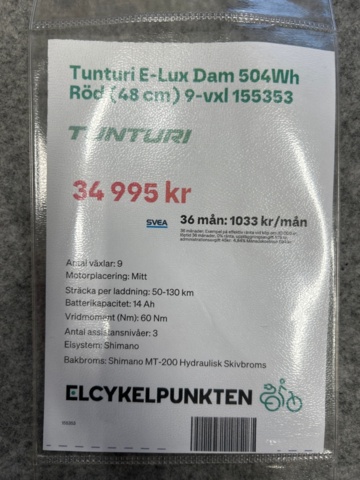 1388388-7 Elcykel Tunturi E-Lux, dam
