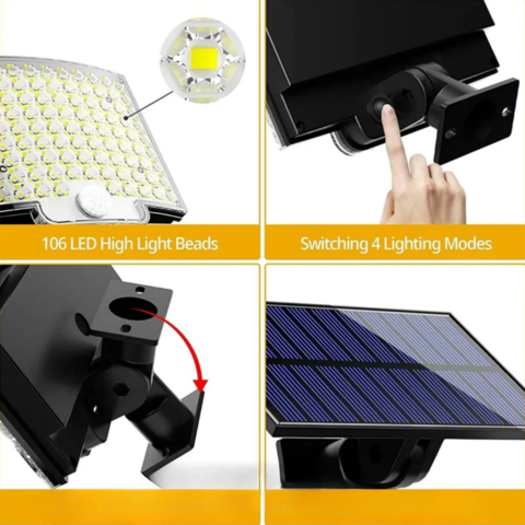 1437250-4 Solar Panel LED Lamp for Driveways and Gardens - Free shipping