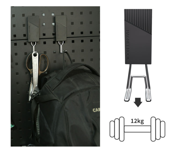 1437674-2 4 st Magnetkrokar MH1-D – dubbel krok med 12 kg dragkraft - Fri frakt