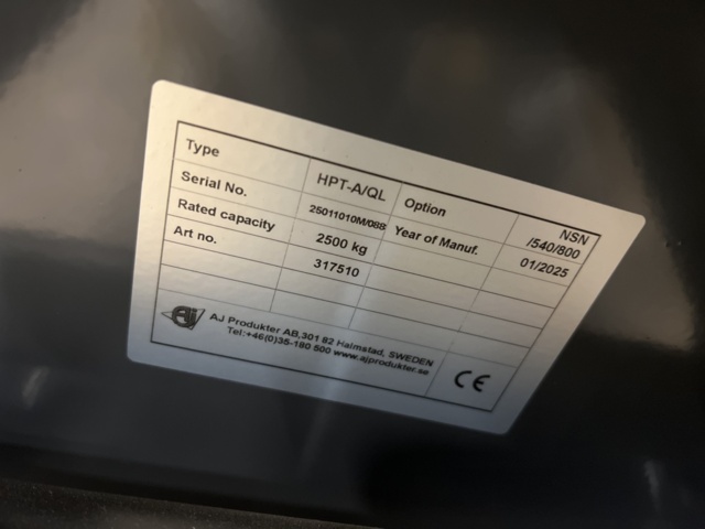 1436727-7 Pallyftare BOOST Quicklift, 2500 kg, 800 mm, singel, nylon, grå