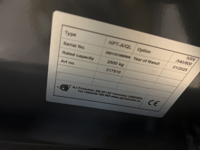 1436728-6 Pallyftare BOOST Quicklift, 2500 kg, 800 mm, singel, nylon, grå