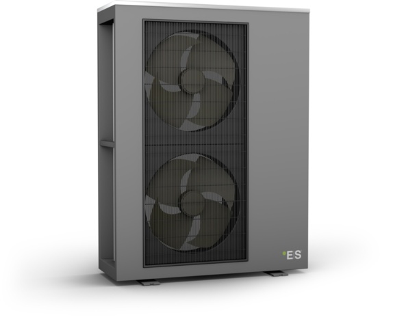 1437783-10 15 kW luft/vatten värmepump från Energy Save. Varmvattentank, bufferttank och markstativ K63