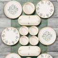 1434732-1 Servisset, 14 delar – Keramik, vit med dekor, rund och oval design