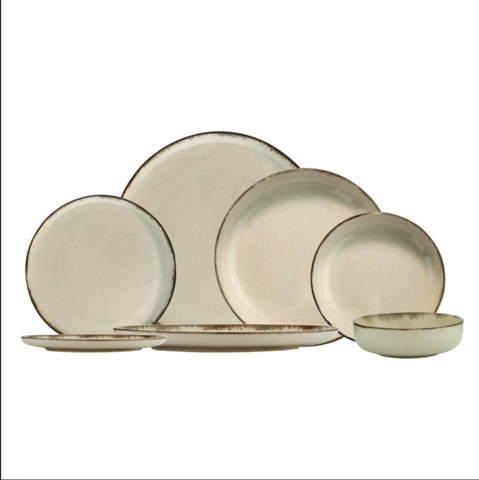 1434750-1 Matservis, 24 delar – Porslin, beige glasyr, rund design