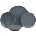 1434753-1 Matservis, 24 delar – Porslin, mörkgrå glasyr, rund design