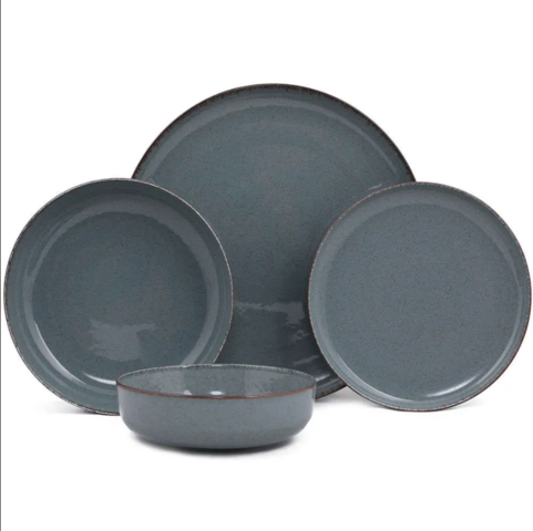 1434753-1 Matservis, 24 delar – Porslin, mörkgrå glasyr, rund design