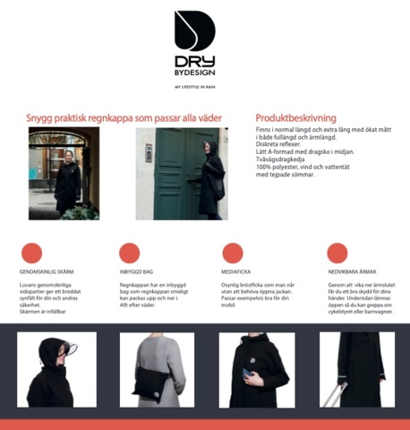 1438621-6 Regnkappa, 2 st - Dry By Design, kort, storlek Small