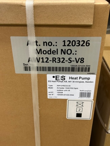 1438633-10 12 kW luft/vatten värmepump från Energy Save, ansluts enkelt till ett befintligt värmesystem L66