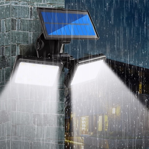 1438706-9 Belysning, solcell med dubbla strålkastare, solcellsladdning och rörelsesenor