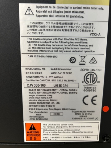 1436160-5 Large format printer with cutting function Mimaki CJV300-160 -2018