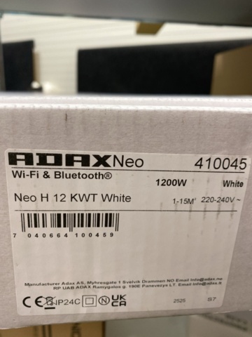1429506-3 Panel element Adax Neo WiFi 1200W (white)
