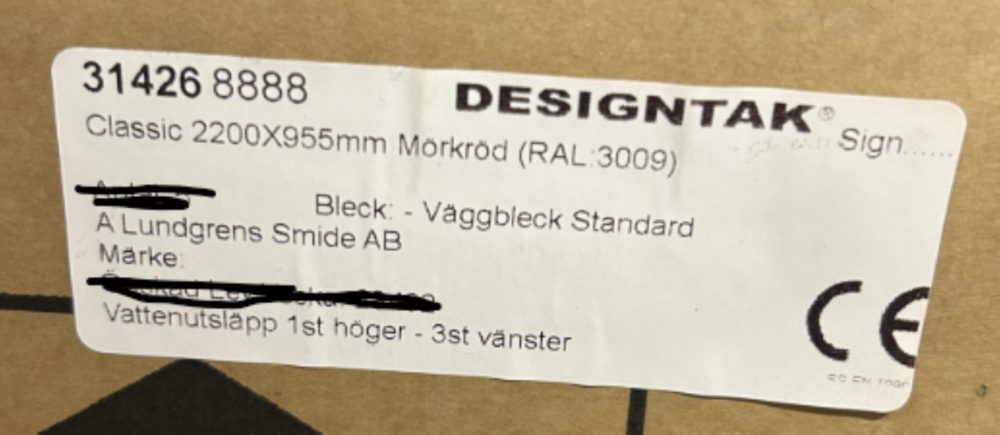 1352569-6 Skärmtak från Designtak i originalförpackning