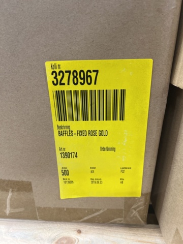 1440537-3 Ca 500 st Baffles, Spotlight kropp - fixed rose gold