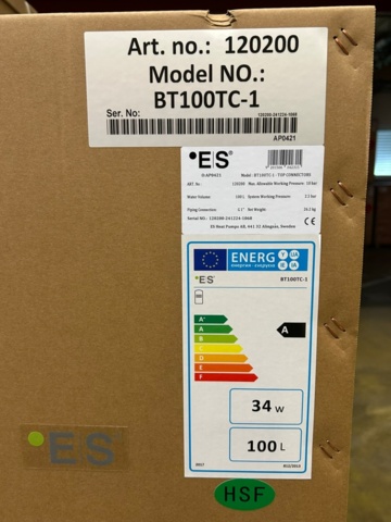 1440743-8 9 kW luft/vatten värmepump från Energy Save med stor 250L varmvattenstank L62