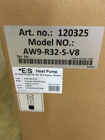 1440743-10 9 kW luft/vatten värmepump från Energy Save med stor 250L varmvattenstank L62