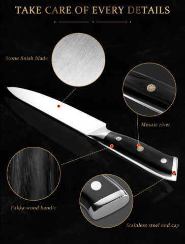 1442606-3 2 pcs Universal Knives – 5Cr15MoV Stainless Steel – Pakka Wooden Handle – Free Shipping