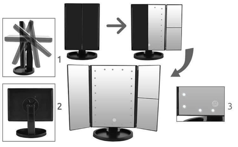 1443032-1 LED Sminkpegel med sidospeglar